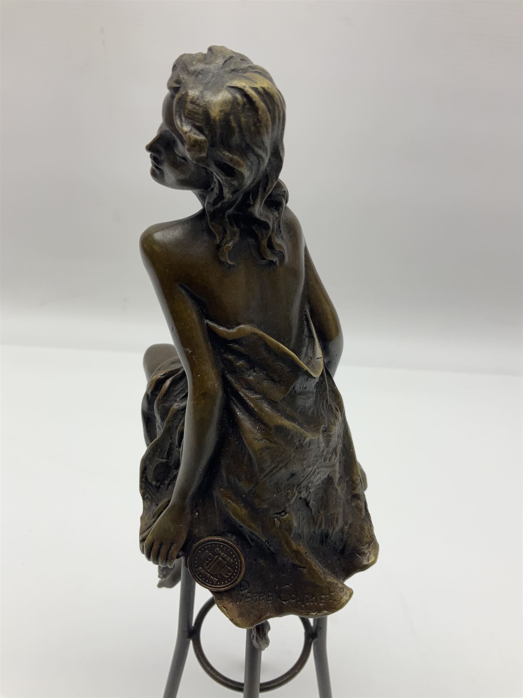 Art Deco Style Bronze Modelled As A Semi Naked Female Figure Seated