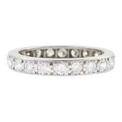 Platinum round cut diamond full eternity ring, total diamond weight approx 1.30 carat