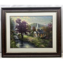 Thomas Kinkade (American 1958-2012): 'Streams of Living Water', large limited edition lithograph signed and numbered 2198/2850, 64cm x 85cm 