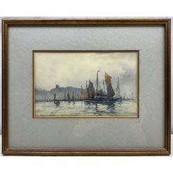 Albert George Strange (British c.1855-1917): The Herring Fleet Off Scarborough, watercolour signed 15cm x 24cm