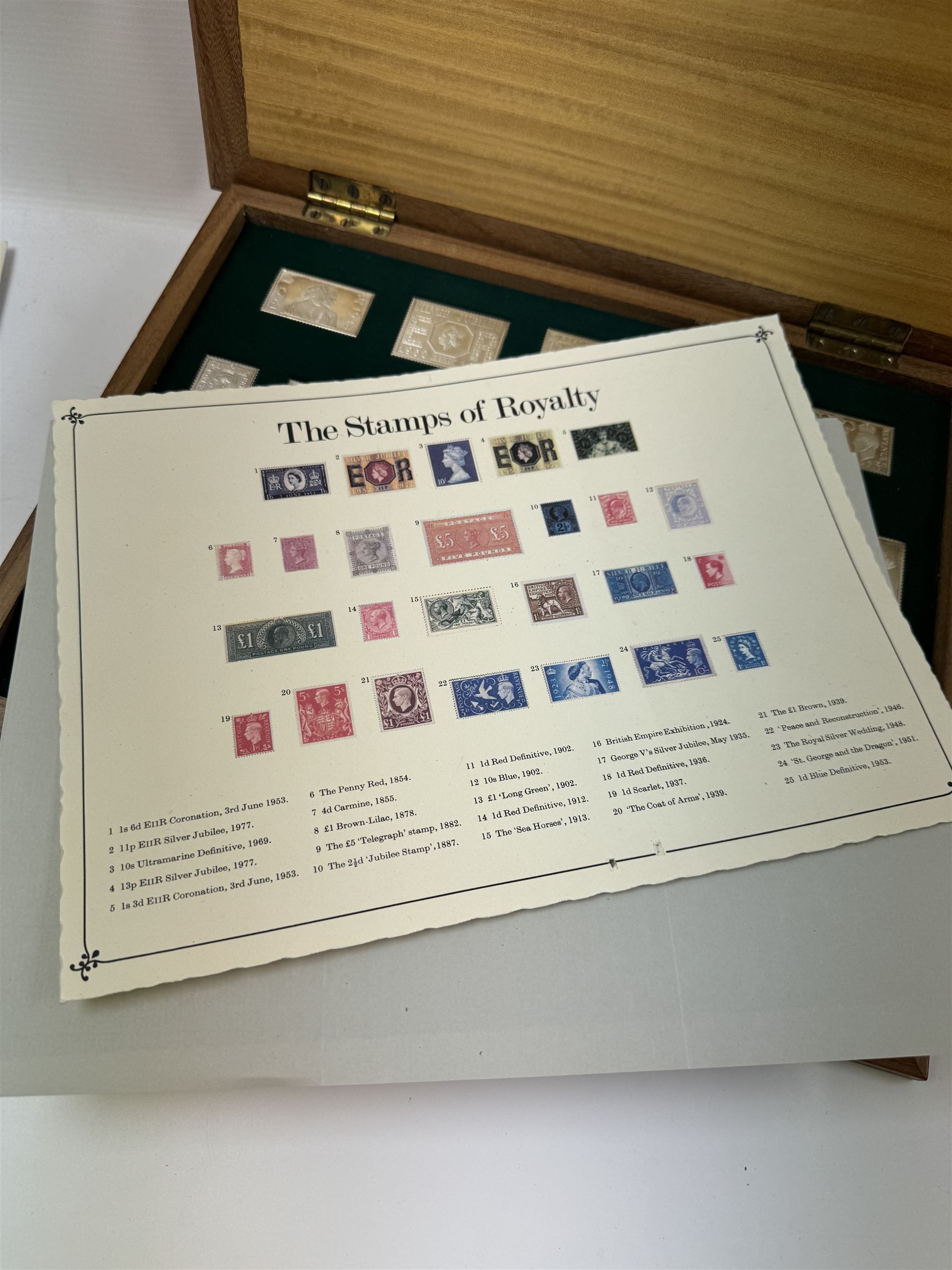 The Stamps of Royalty, Hallmark Replicas Limited, collection of twenty-five silver stamp ingots, set no. 4270, in presentation case with certificates