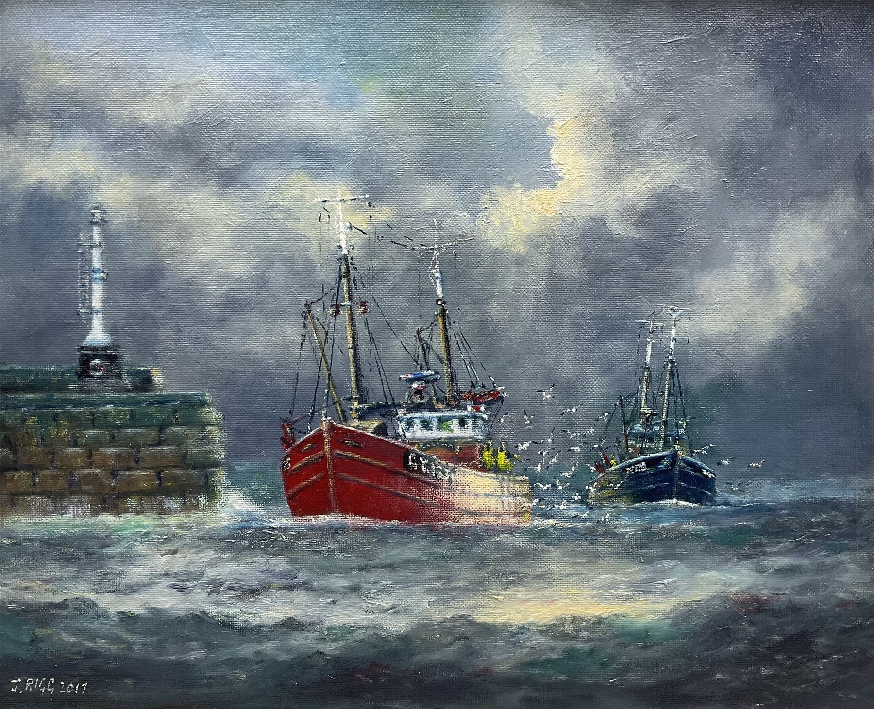 Jack Rigg (British 1927-2023): 'Coming Squall', oil on board signed and dated 2017, titled verso 56cm x 68cm