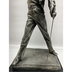 Pewter sculpture of Freddie Mercury, produced by Compulsion Gallery UK as a 1/8 scale replica of the statue sculpted by Czech sculptor Irena Sedlecka, with certificate, H45cm