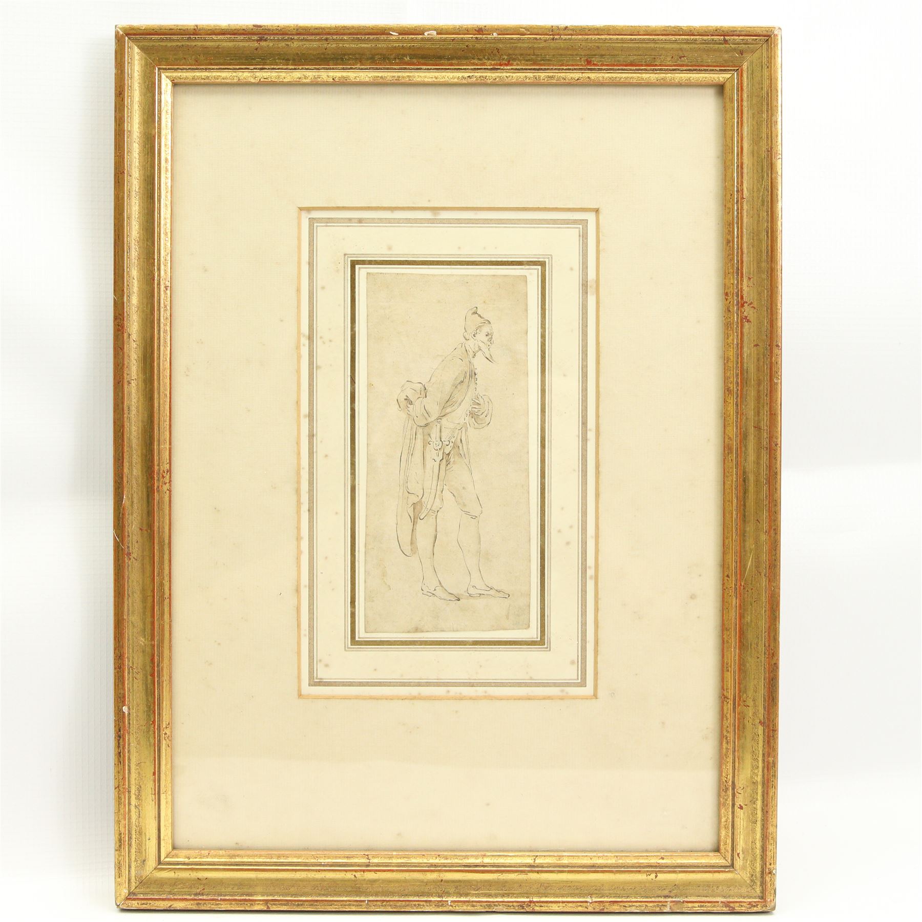 French School (18th Century): A Humble Courtier, pencil and wash unsigned 16cm x 7cm 