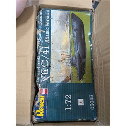 Two Revell 1/72 scale model building kits, including no. 05045 German Submarine VIIC/41 Atlantic Version U-boat and no. 05015 German Submarine VIIC  Wolf Pack, both boxed 