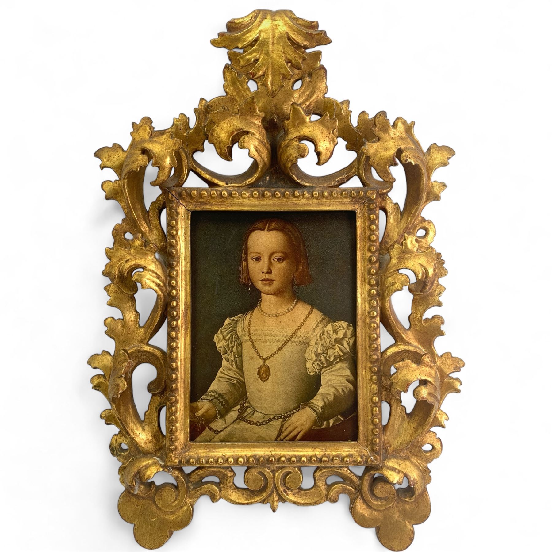 Frames - 19th century Rococo gilt and gesso frame composed of scrolling interconnected acanthus leaves, aperture 17cm x 12cm overall 39cm x 28cm 