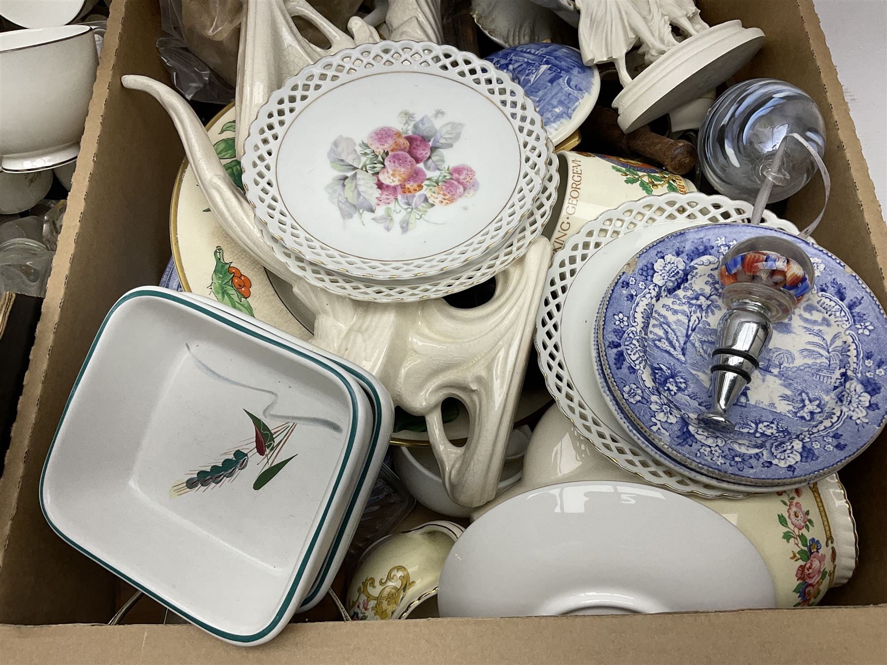 Royal Doulton langdale platinum, together with other ceramics, in two boxes 