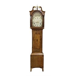 Wreghit of Patrington (Yorkshire)-fine mid 19th century oak and mahogany 8-day longcase cl...