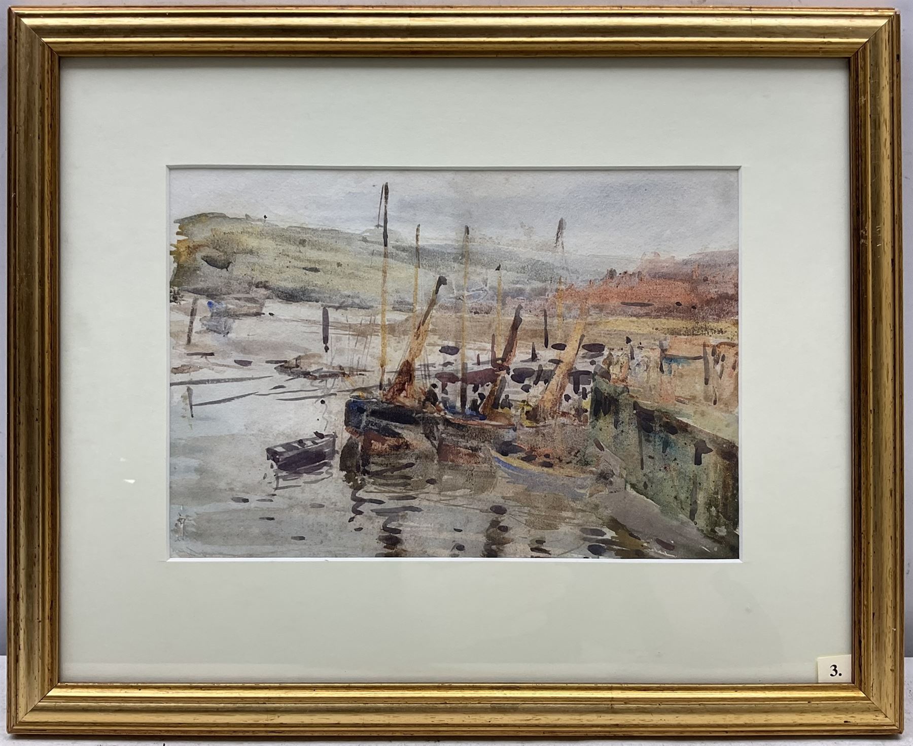 Edward Enoch Anderson (Staithes Group 1878-1961): Whitby from Divinity Flat and Upper Harbour Whitby, two watercolours unsigned 17cm x 25cm (2) 
Provenance: with T B & R Jordan Fine Art Specialists, Stockton on Tees, from the artist's daughter Stella's collection, label verso