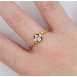 Gold four stone old cut diamond ring, stamped 18ct Plat