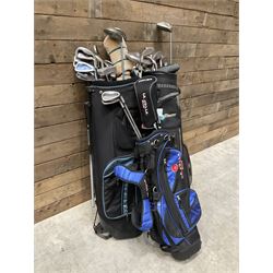 Battlesticks and other golf clubs in three bags