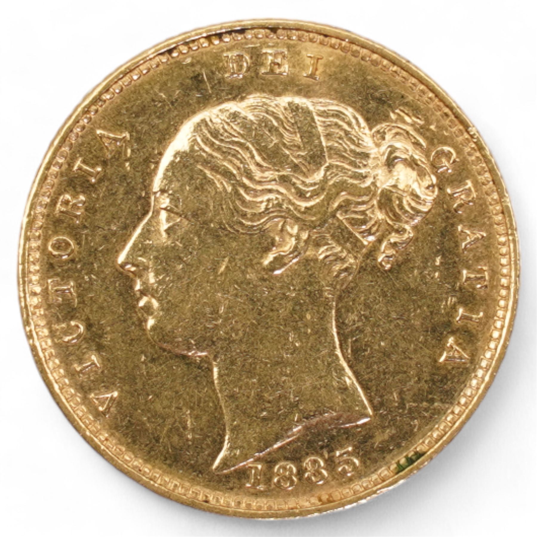 Queen Victoria 1885 gold half sovereign coin