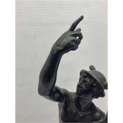 After Giambologna, bronzed figure of Hermes pointing to the sky, H55cm