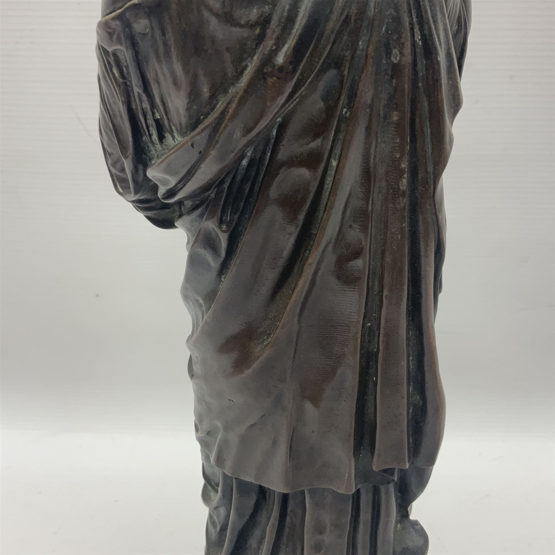 Bronzed figure of a woman in neoclassical dress, H39cm