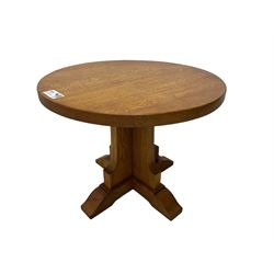 Yorkshire Oak - oak occasional table, circular top on cruciform base and sledge feet 