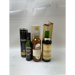 Three bottles of Scotch Whisky, including Glenlivet, 12 year old, Gen Garioch 8 year old and Glenfiddich 12 year old, various contents and proof 