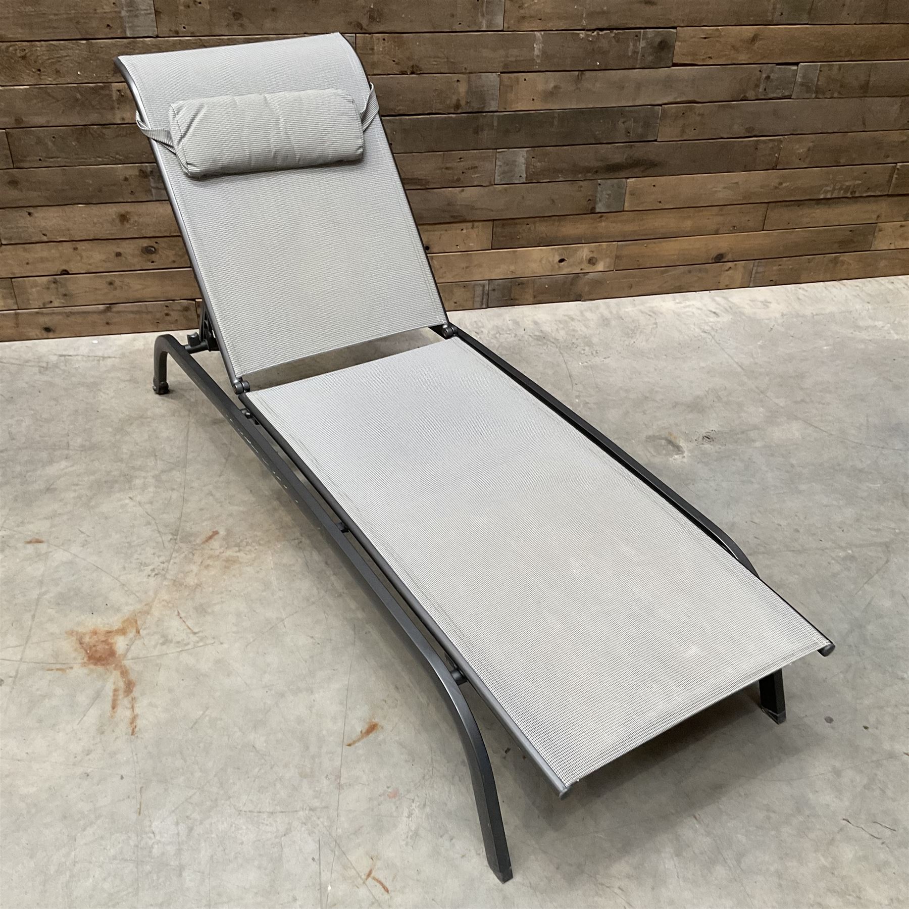 Four Alexander Rose painted aluminium adjustable garden loungers