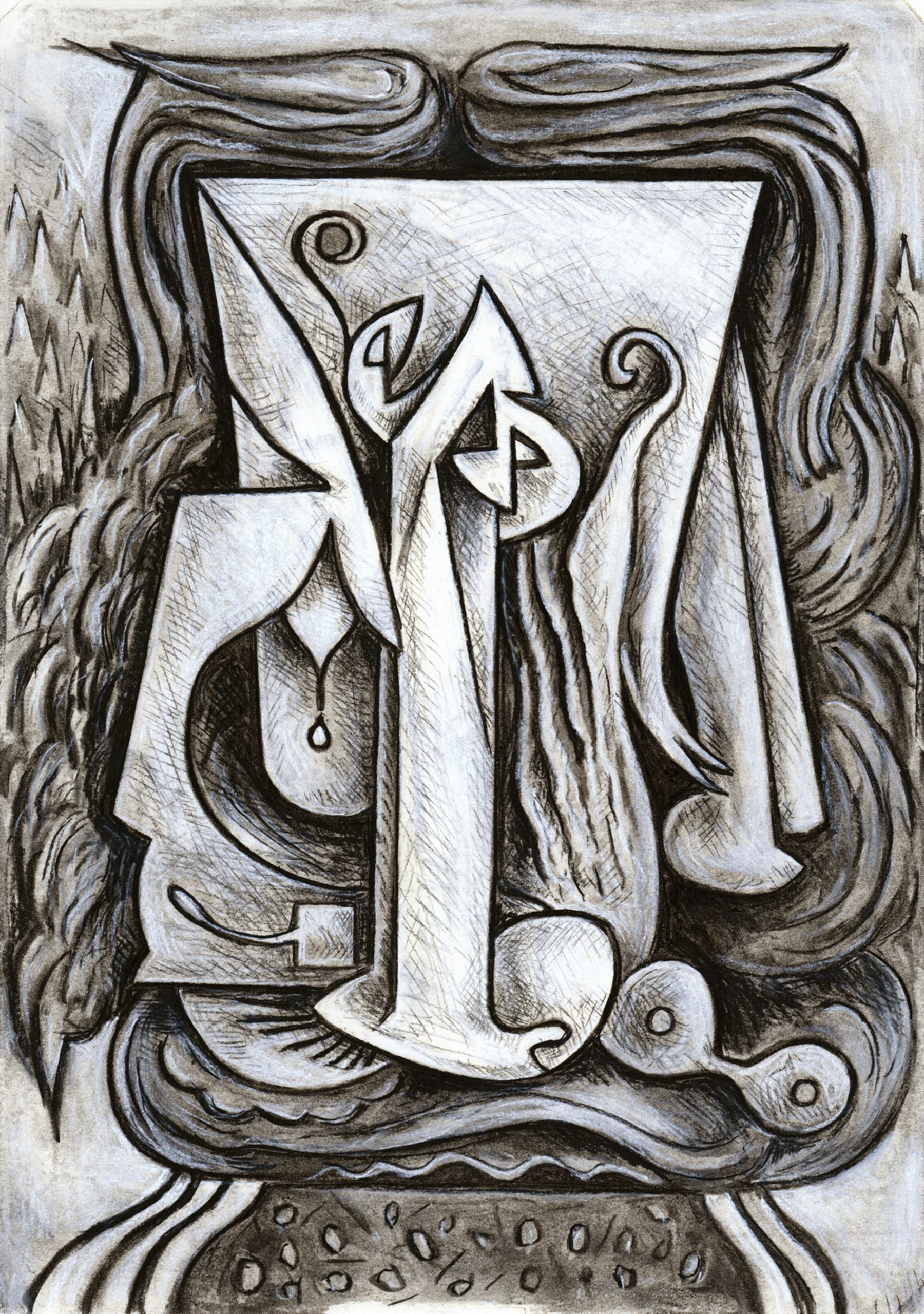 Graham Kingsley Brown (British 1932-2011): ‘Weeping Woman’, charcoal and white chalk on paper unsigned 42cm x 29cm (unframed) 
Provenance: consigned by the artist's daughter - never previously been on the market.