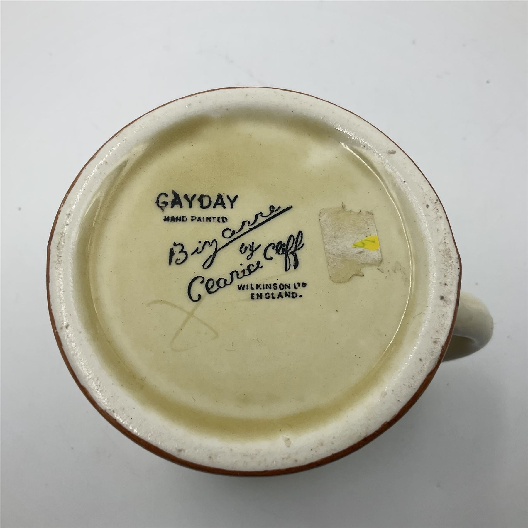 Clarice Cliff Bizarre milk jug decorated in the 'Gayday' Pattern, H8cm 