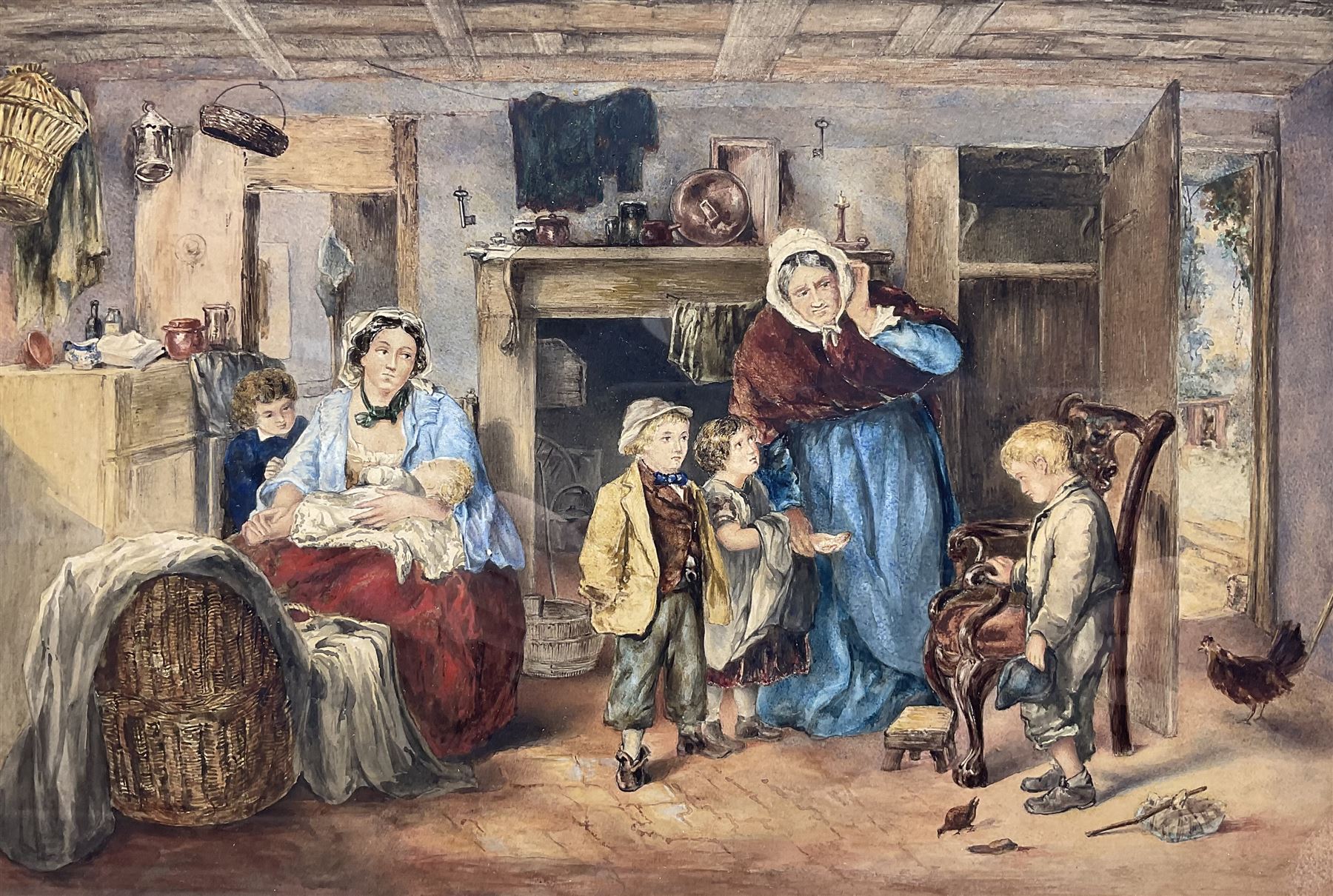 After Thomas Faed (Scottish 1826-1900): 'The Mitherless Bairn', 19th century watercolour indistinctly signed top right 23cm x 33cm