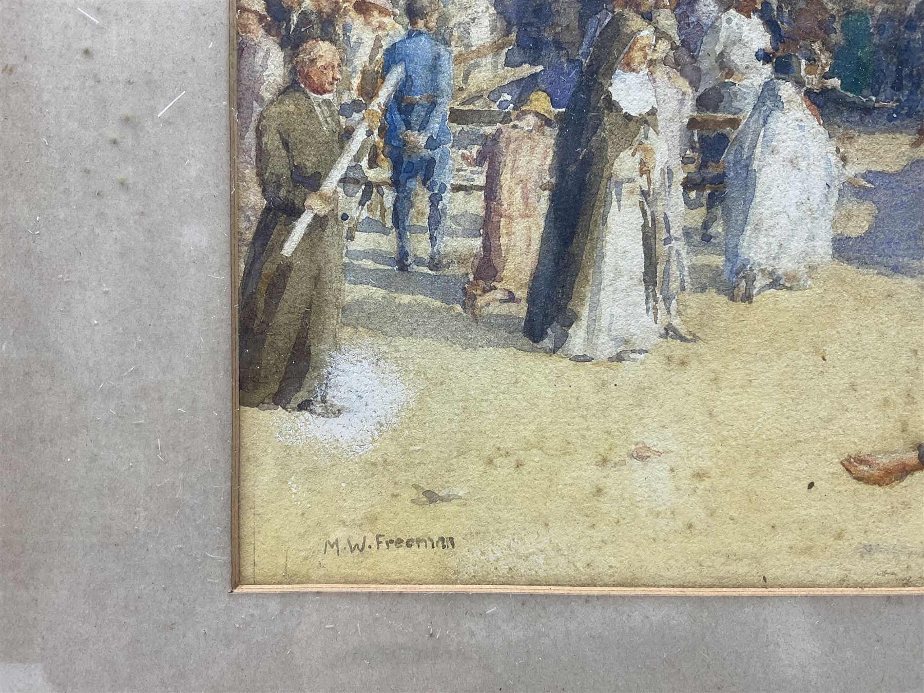 Mary Winifred Freeman (British 1866-1961): Figures at the Healing Shrine Lourdes, watercolour signed 22cm x 30cm