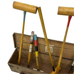 Slazenger - early 20th century croquet set, with wickets, stakes, mallets and balls, in wooden carry box 