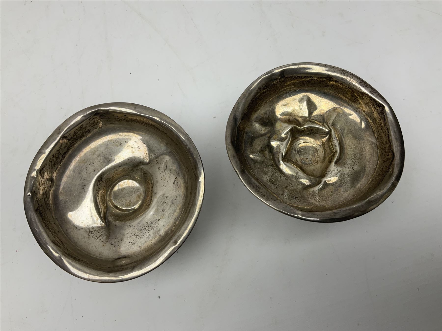 Pair of silver bon bon dishes, with weighted bases, hallmarked 