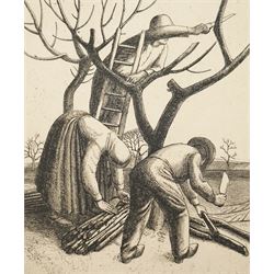 Frederick George Austin (British 1902-1990): 'Pruning Trees', limited edition drypoint etc...