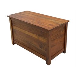 Hardwood blanket box, enclosed by hinged lid