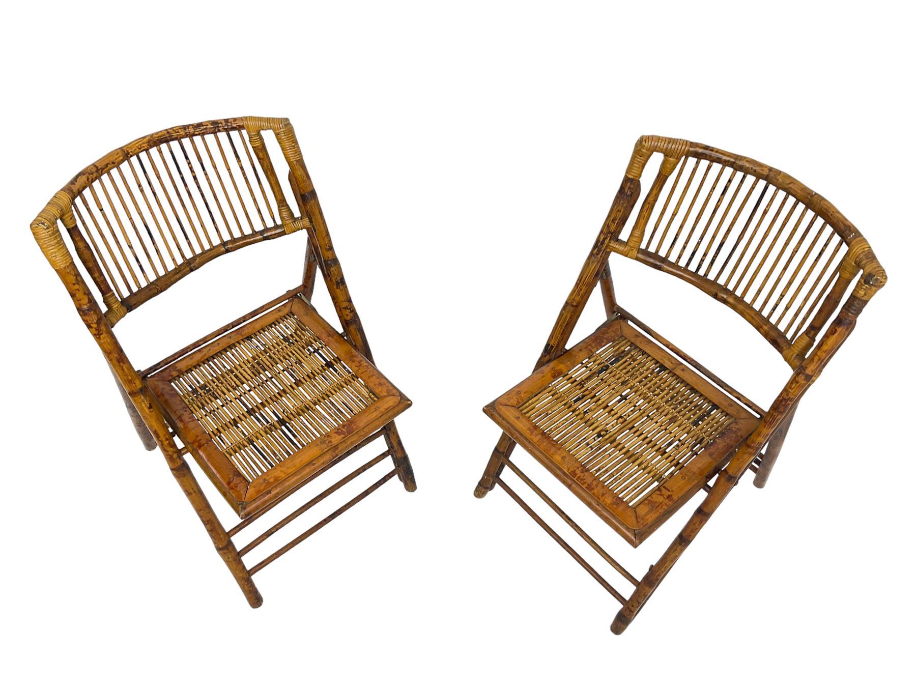 Mid-20th century bamboo framed folding chairs