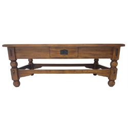 Rectangular hardwood coffee table, fitted with single drawer