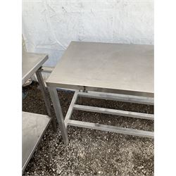 Aluminium framed commercial stainless steel preparation table, barred under-tier - THIS LOT IS TO BE COLLECTED BY APPOINTMENT FROM DUGGLEBY STORAGE, GREAT HILL, EASTFIELD, SCARBOROUGH, YO11 3TX