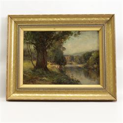 Owen Bowen (Staithes Group 1873-1967): 'Bolton Abbey - Yorkshire', oil on board signed, titled verso 25cm x 34cm