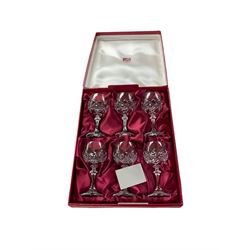 Silver plate mounted claret jug, together with set of six Cristallerie Zwiesel wine glasses and other collectables in four boxes 