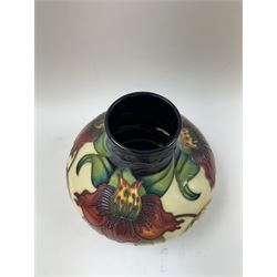 Moorcroft vase of squat baluster form, decorated in the Anna Lily pattern designed by Nicola Slaney, H15.5cm