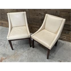 28 x walnut framed dining chairs, upholstered in beige leather