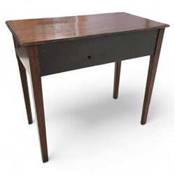 George III oak side table, moulded rectangular top over single drawer, on square tapering supports 