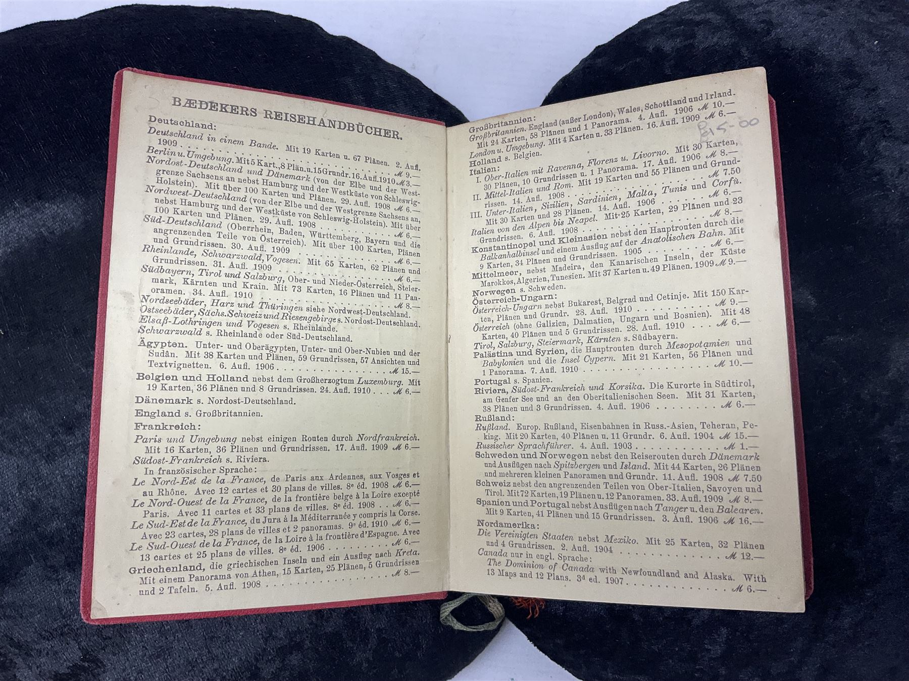 Collection of travel books, including Baedekers Belgien und Holland, Muirhead's Southern France, The Queen Travel Book 1929-30 