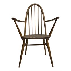 Lucian Ercolani for Ercol - beech framed settee (W135cm); beech framed easy chair (W71cm); beech and elm elbow chair (W62cm)