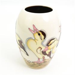 Moorcroft ovoid form vase decorated in the Spring Ducklings pattern by Kerry Goodwin, signed and dated 2014, H13.5cm, boxed 