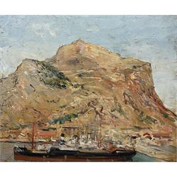 Alexander Jamieson (Scottish 1873-1937): 'Palermo Harbour', oil sketch on panel, inscribed...