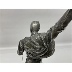 Pewter sculpture of Freddie Mercury, produced by Compulsion Gallery UK as a 1/8 scale replica of the statue sculpted by Czech sculptor Irena Sedlecka, with certificate, H45cm