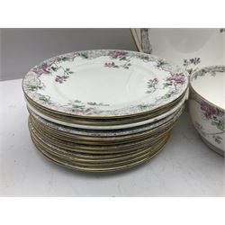 Shelley Bramble Rose pattern tea service, comprising milk jug, open sucrier, ten cups and twelve saucers, twelve dessert plates and two cake plates (38)