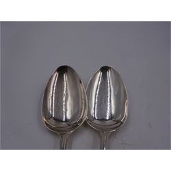 Pair of George III silver Hanoverian pattern table spoons, hallmarked William Eley I, London 1796