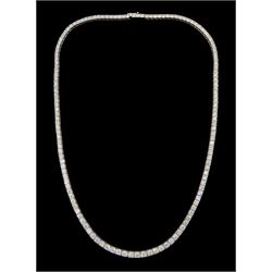 18ct white gold graduating round brilliant cut diamond necklace, stamped, total diamond weight approx 11.35 carat