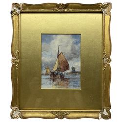 Frederick James Aldridge (British 1850-1933): Shipping on Calm Waters, pair shipping watercolours signed 17cm x 12cm (2)