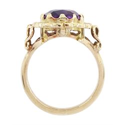 9ct gold single stone cushion cut amethyst ring