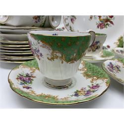 Paragon Rockingham pattern part tea and dinner service including eight cup and saucers of various sizes, eight dessert plates, eight dinner plates, etc (48)