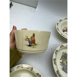 Royal Doulton bunny dinner wares, including four baby bowls, plates of various sizes, bowls etc 