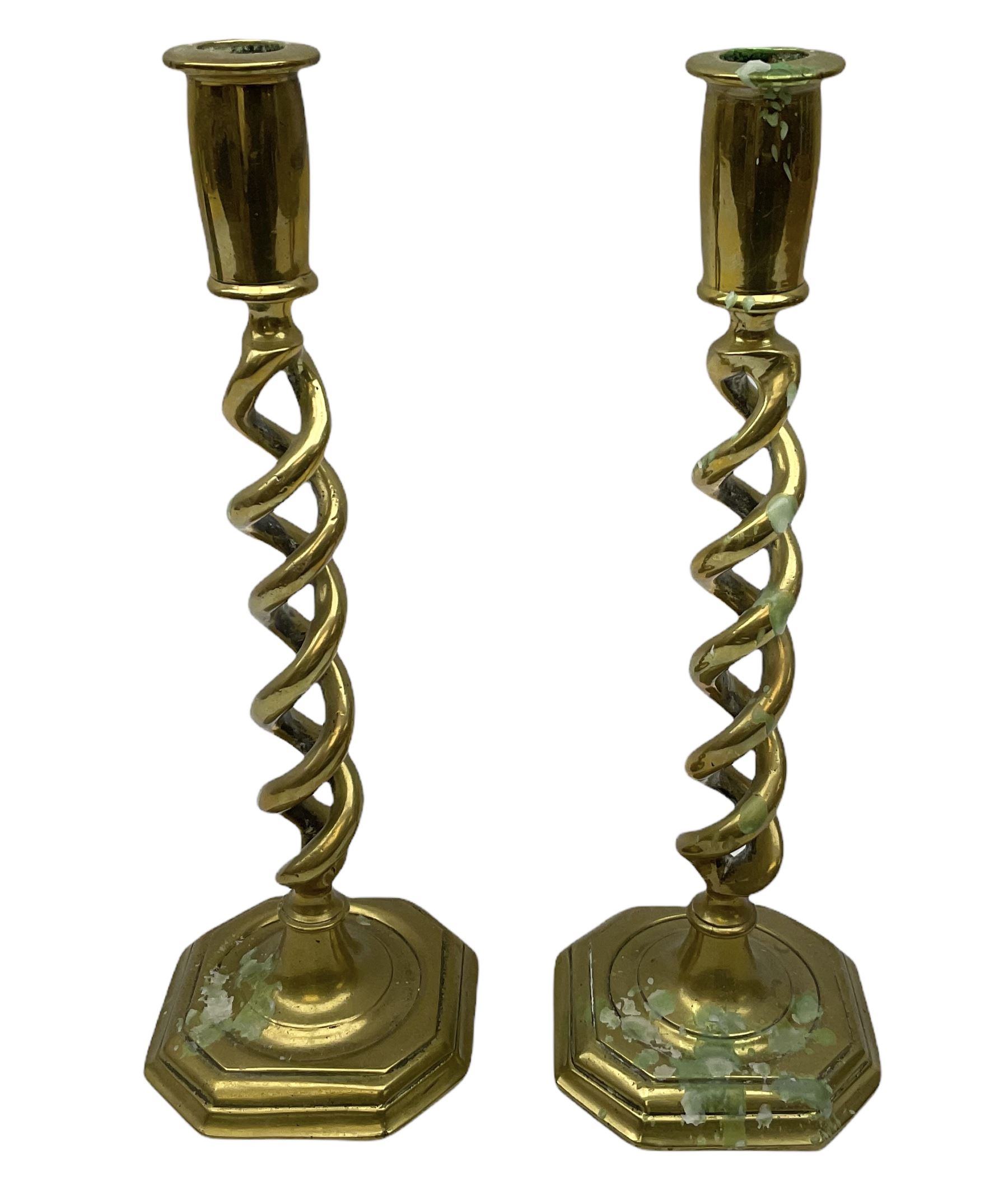 Pair of brass barley twist candlesticks - Collectors & Clearance Sale